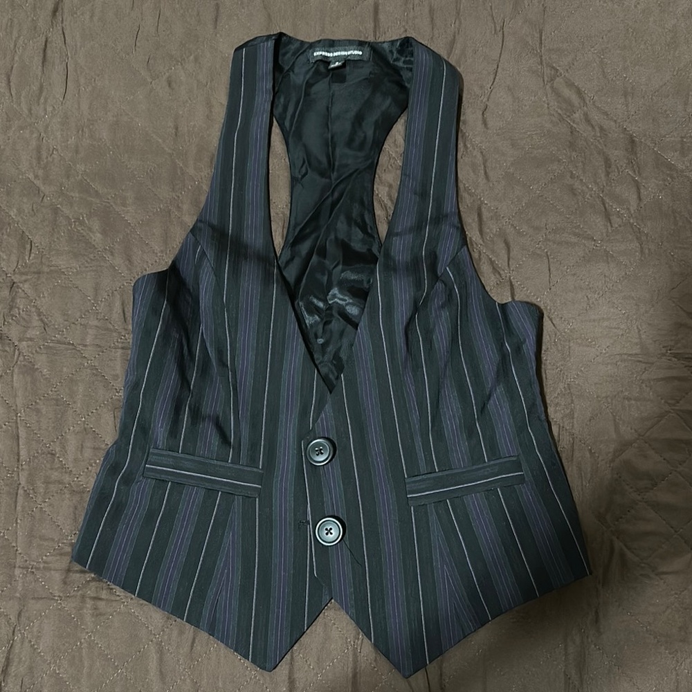 Express Design studio Black and Purple Striped racer back vest
